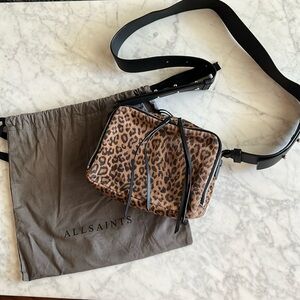 All Saints Vincent Leopard Cross Body Purse
